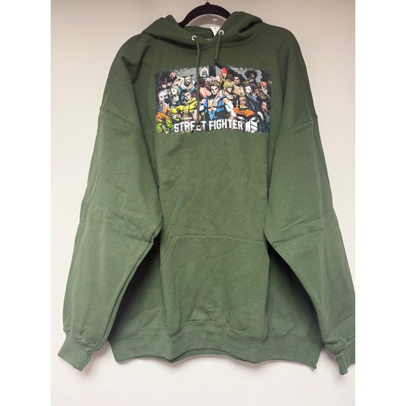 Street Fighter Other - Street Fighter 3XL Hoodie Green Graphic Pullover Mens Gaming Capcom Fan